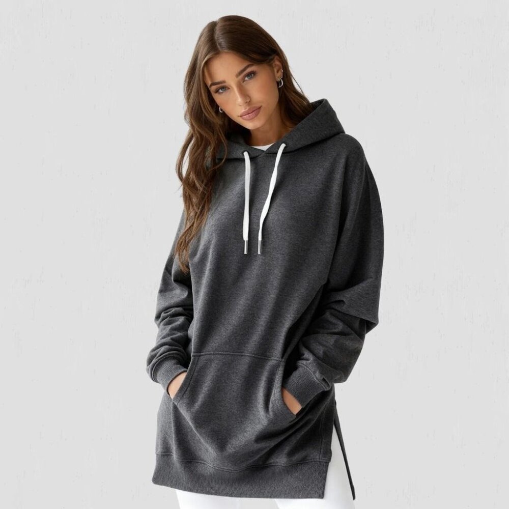 The Warmy Womens Charcoal Gray Fleece Lined Pullover Hoodie XL Casual Sweatshirt
